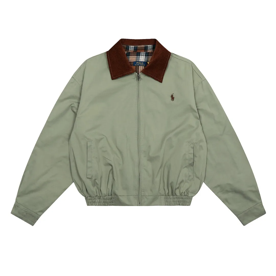🅿️340 "Top quality" Style number: 8099# [Ralph Lauren corduroy color-blocked lapel American retro jacket] ✅Ralph Lauren American retro classic contrasting color corduroy lapel jacket ✅Pure cotton washed fabric Fabric texture version YYDS~ ✅Fashionable and casual commuting travel Simple style is classic ✅Simple and easy to match ootd essential style Versatile style Size: S-XL Color: Navy blue, matcha light green, Klein blue, retro gray green